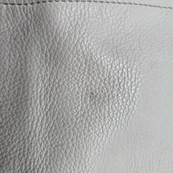 Michael Kors Pebbled Leather Shoulder Tote Bag Gray Taupe Silver Hardware Purse - Picture 3 of 16